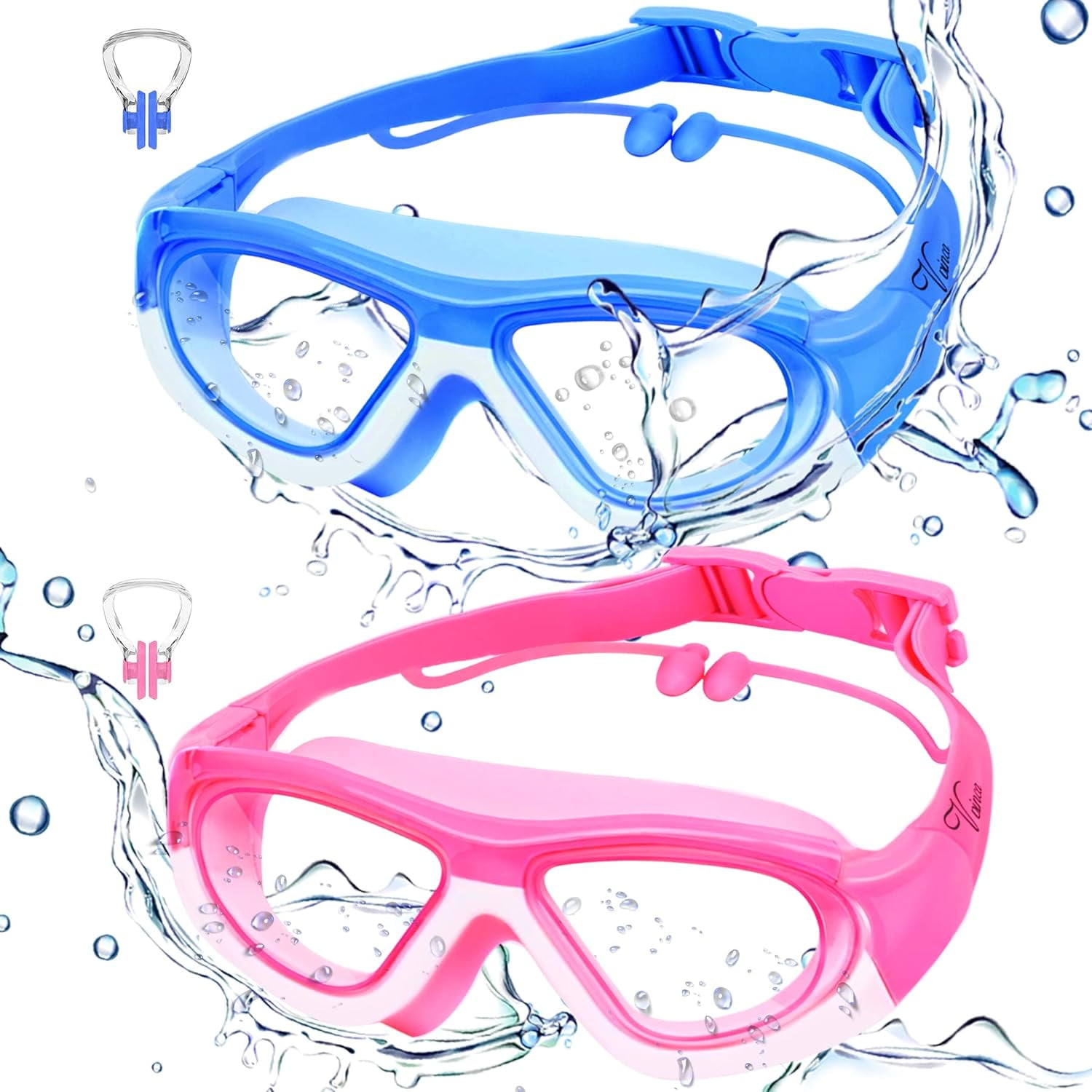 Kids Swim Goggles for Kids 312, 2024 Upgraded Design with Ear&Nose
