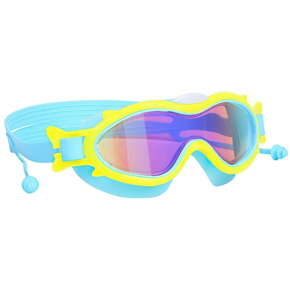 Kids Swim Goggles TeqHome 1 Pack Swimming Goggles for Children Boys & Girls Age 3-16 UV Protection Anti-Fog Leak Proof Wide View Blue+Yellow Rim
