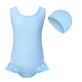 thumbnail image 1 of Kids Swim Suit Blue Girls Swimsuit 1 Piece Sleeveless Rash Guard Bathing Parties Bathing Suits for Girls 9-10 Years, 1 of 4