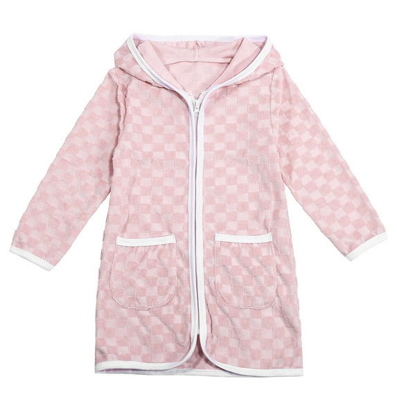 Kids Swim Suit Cover Up Girls Kids Bath Towel Hoodie: Soft Zipper Surf Poncho - Warm Fleece Changing Towels Swimming Outerwear Pink,10-11 Years