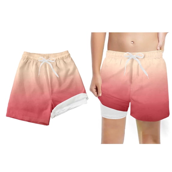 Kids Swim Trunks Compression Liner Casual Beach Shorts Kids Quick Dry Swimwear Boys Swimsuit Size 5-6 Years
