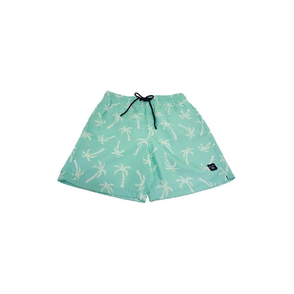 Kids Swim Trunks Elastic Swimwear Shorts with Fun Designs, Palm Tree Sea Foam, Size: 6, Spicy Tuna