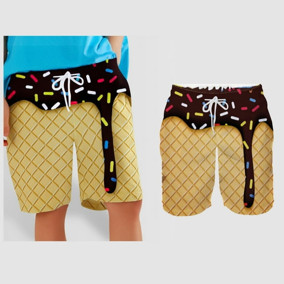 Kids Swim Trunks Summer Print Boys Shorts Adjustable Quick Dry Boys Shorts Size 9-10 Years