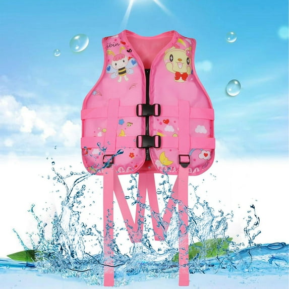 Kids Swim Vest Boys Floaties Adjustable Strap Swimming for Children Float Swimsuit Buoyancy Vest For Outdoor Water Play,Pink