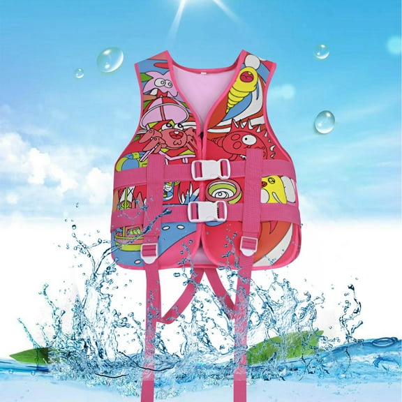 Kids Swim Vest Kids Floaties Boys Girls Swim Float Jacket Buoyancy Swimwear Outdoor Swimming Life Jacket For Children,Hot Pink