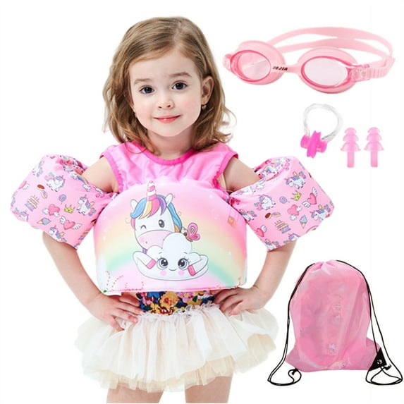 Kids Swim Vest Life Jacket for 22-66 Pounds Boys and Girls,Kids Puddle Jumper Swimming Jacket with Swimming Goggles,Earplugs,Storage Bag,Pool Floaties