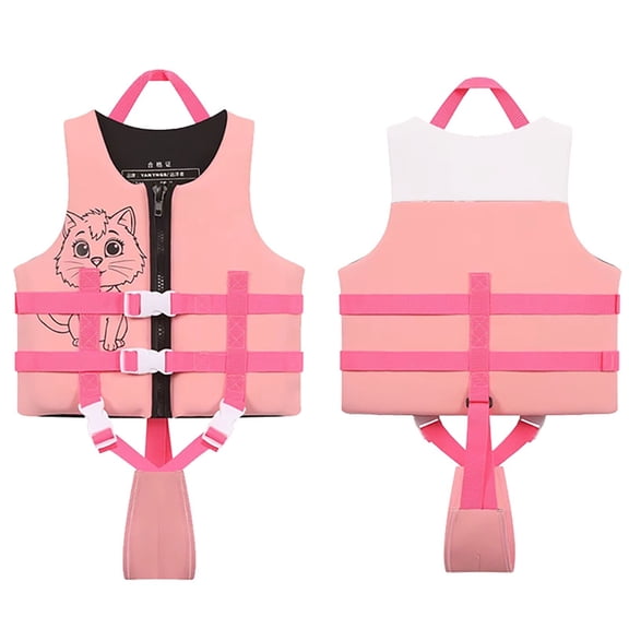 Kids Swim Vest Life Jacket High Buoyancy Swimsuit Cat Pattern Gear For Rafting Surfing Anti Drowning Training Vest Life Vest For Kids Pink 10 Y-12 Y
