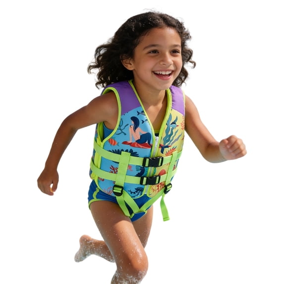 Kids Swim Vest, Toddler Floaties with Adjustable Safety Strap Swimming Aids Child Float Swimsuit for Boys and Girls Age 3-9 Years Old
