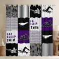 thumbnail image 1 of Swimmer Curtains 52x84,Water Sports Theme Blackout Curtains Teens,Swimming Patchwork Curtains & Drapes,Swim Lover Window Curtains 2 Panels Living Room Decor,Purple Black, 1 of 6