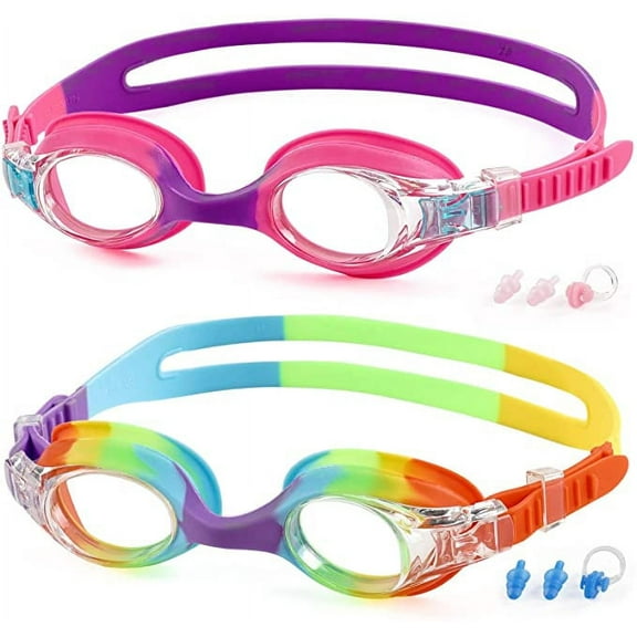 Kids Swimming Goggles, 2 Pack Swimming Goggles for Kids Age 3-15, Kids Goggles for Boys Girls, Childrens Teens Swim Goggle