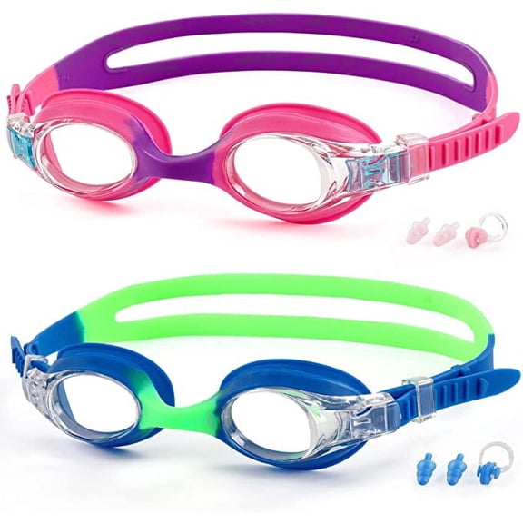Kids Swimming Goggles, 2 Pack Swimming Goggles for Kids Age 3-16, Kids Goggles for Boys Girls, Childrens Teens Swim Goggle