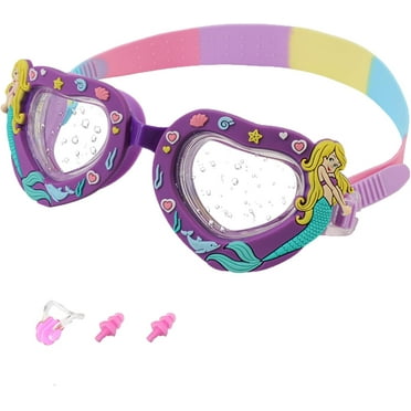 Kids Swim Goggles for Age 3-14 Girls Boys, Mermaid Swimming Goggles Anti-fog Leak Proof Quick Adjust Swim Goggles with Nose Clip and Ear Plug