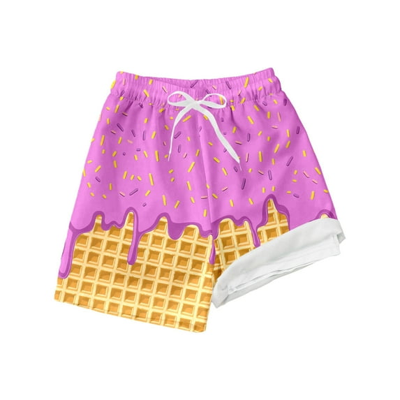 Kids Swimming Trunks for Boys Compression Liner Swim Shorts Cute Cool Dessert Print Swim Shorts Boys Beach Shorts 7 Years Boys Clothes