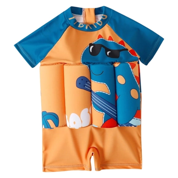 Kids Swimming Vest Short Sleeve Chlorine Resistant Fabric Buoyance Aid Boys Safety Swimwear for Water Activity