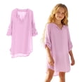 thumbnail image 1 of Girls Bathing Suit Cover Up Crew Neck Pink Chiffon Swim Cover Up Chiffon Dress Girls Bathing Suit Size 8-9 Years, 1 of 9