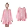 thumbnail image 1 of Kids Swimsuit Coverup Zipper Hoodie Dress Terry Coverup Swimwear Bathing Suits for Girls 5-6 Years, 1 of 6