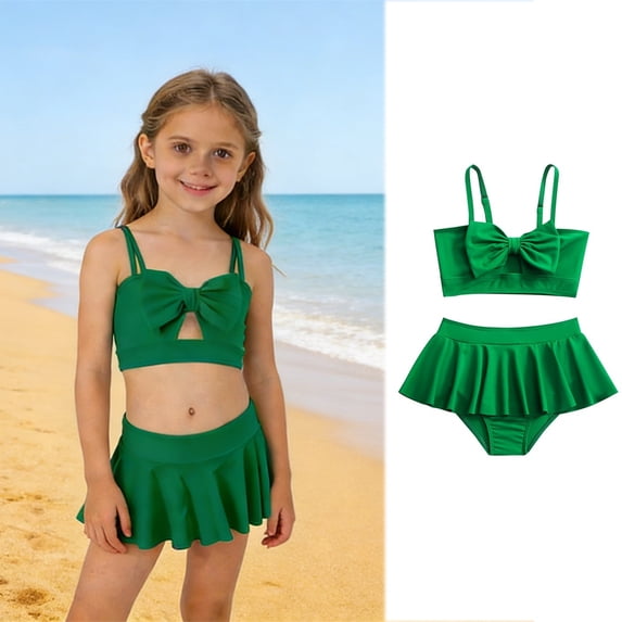 Kids Swimsuit For Girls Swimsuit With Shorts Bathing Suit 2 Piece Bathing Suits Girls Rompers Size 9-10 Years