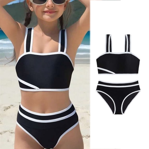 Kids Swimsuit Girl Girls Swimsuit With Shorts Two Piece Set Cute Bikinis Girl Bathing Suits Size 7-8 Years