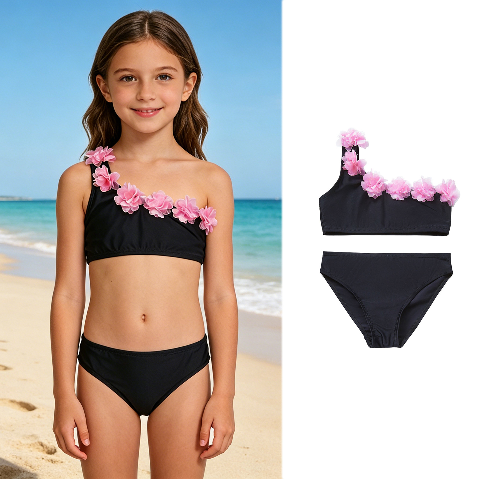 Kids Swimsuit Girl Swimsuit With Shorts Two Piece Matching Bathing Suits Girls Size 7-8 Years Bathing Suit