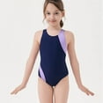 thumbnail image 1 of Kids Girls 1 Piece Swimsuit Blue Gymnastics Leotard Bathing Suit for Girls 7-8 Years, 1 of 7
