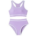 thumbnail image 1 of Kids Swimsuit Solid color Girls Swimsuit with Shorts Two Piece Bikini Sets Matching Bathing Suits 6-7T Girls Clothes, 1 of 6