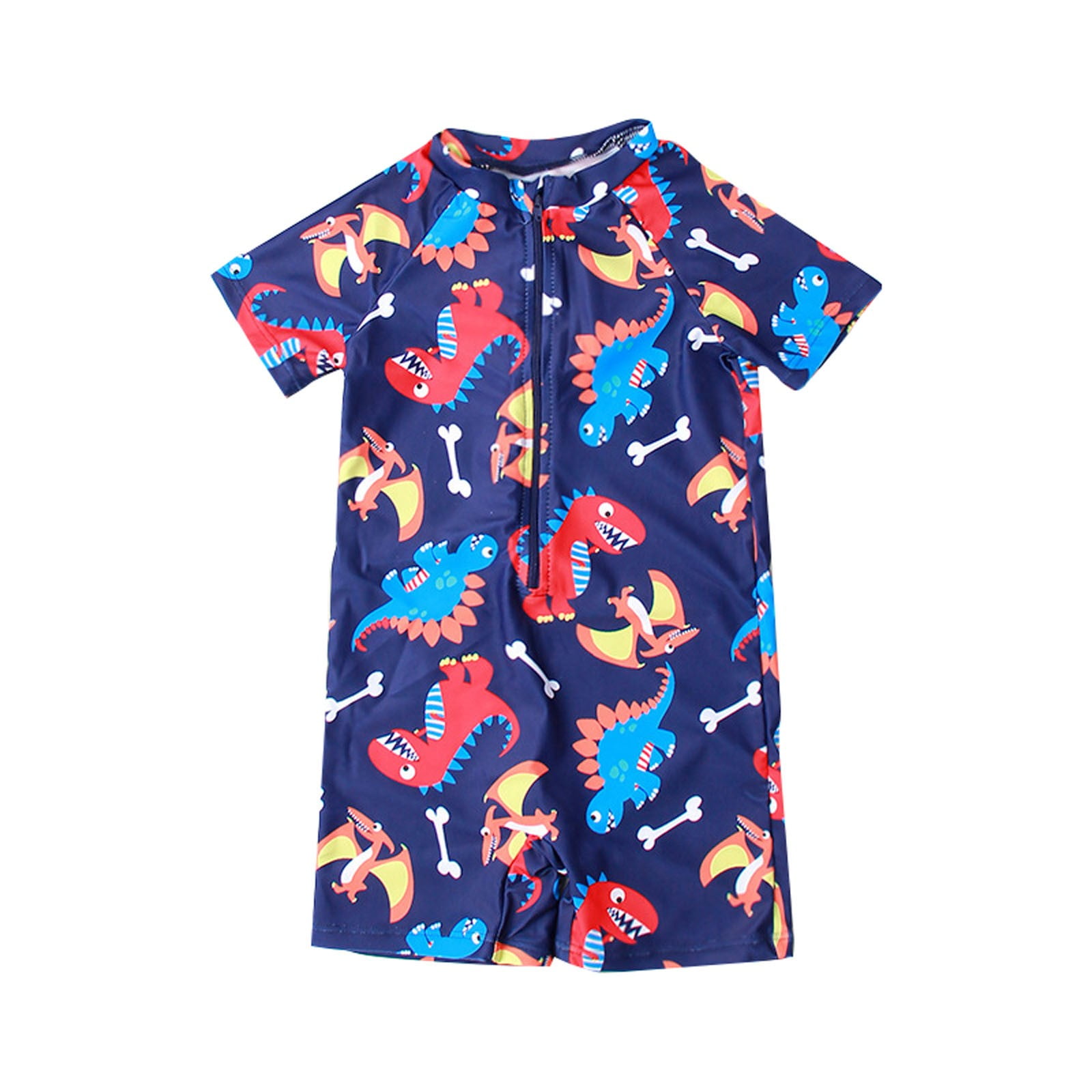 Kids Swimsuit Swimwears Short Sleeve Cartoon Dinosaur Printed Swimwear