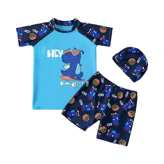 Kids Swimsuits Boys 6-7 Boys Swim Trunks New Breathable Swimsuit Short Sleeved Shirts And Shorts Two Pieces Set Baby Boy Swimsuit Blue