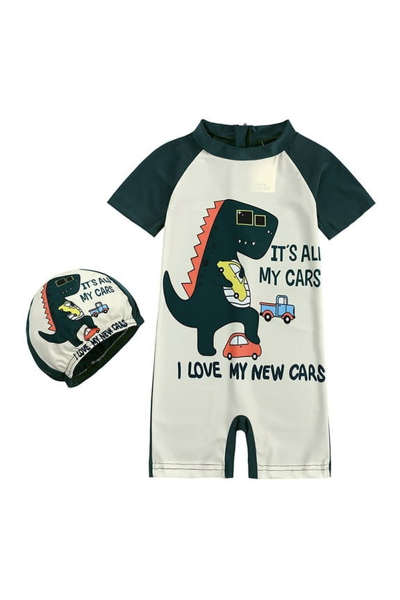 Kids Swimsuits Boys Girls Dinosaur Swimsuit 1 Piece Zipper Swimwear With Hat Rash Guard Surfing Suit Upf 50+ Baby Boy Bathing Suit Size S Beige