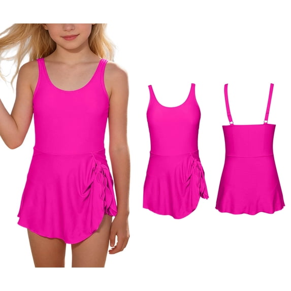 Kids Swimsuits Girls Adjustable Straps Swimsuits Swim Dress Girls 9-10 Years Girls Swimsuit