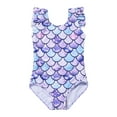 thumbnail image 1 of Kids Swimsuits Girls One Piee Bathing Suit Polyester Quck Dry Shoudler Ruffle Floral Swimwear Baby Bathing Suit Girl Light Purple 4 Years-5 Years, 1 of 6