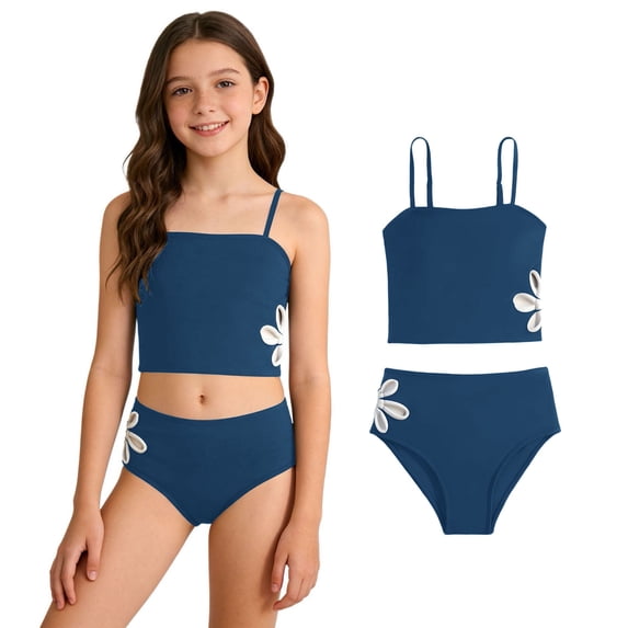 Kids Swimsuits Girls Two Piece Bikini Swimsuit Sets Adjustable Strap Floral Swimwear Swimsuits Girls 9-10 Years