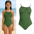 thumbnail image 1 of Kids Swimsuits Halter 1-Piece Bathing Suits Quick Dry Swimwear Ruched Girls 1 Piece Swimsuit 9-10 Years, 1 of 5