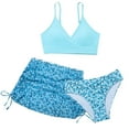 thumbnail image 1 of Kids Swimsuits Kids Girls 3 Piece Swimsuit Bathing Suit Floral Print Bikini Set with Cover Up Beach Skirt Girls'swimwear Sky Blue 9 Years-10 Years, 1 of 7