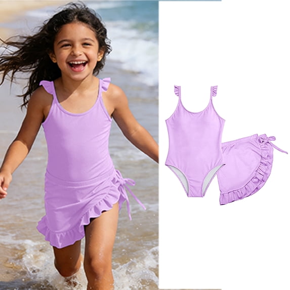 Kids Swimsuits Swimsuit With Shorts Two Piece Toddler Bathing Suit Girls Bikini Size 5-6 Years