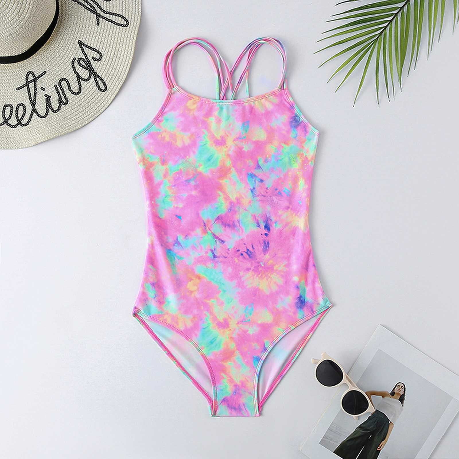 JUNIORS TIE DYE MONOKINI BATHING SUIT