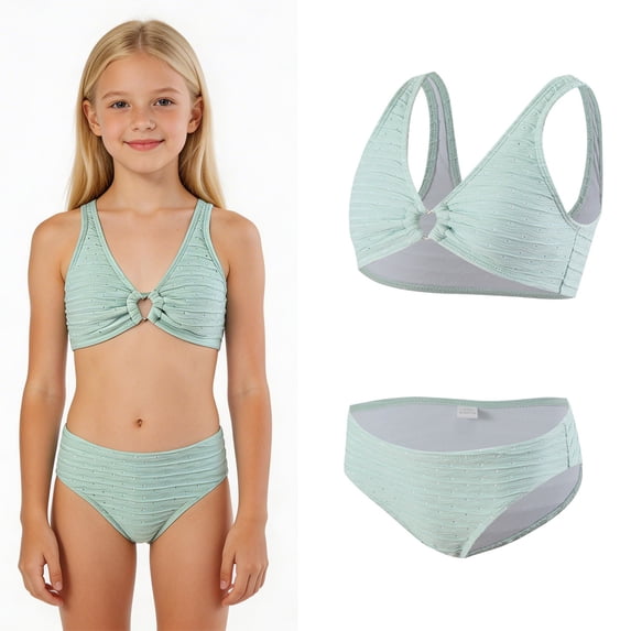Kids Swimsuits for Girls Quick Dry 2 Piece Girl Bathing Suit with Chest Pad Swim Suits for Kids Girls 8 Years