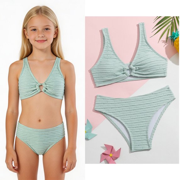 Kids Swimsuits for Girls Quick Dry Two Piece Swim Suits with Chest Pad Bathing Suit Girls Size 8 Years