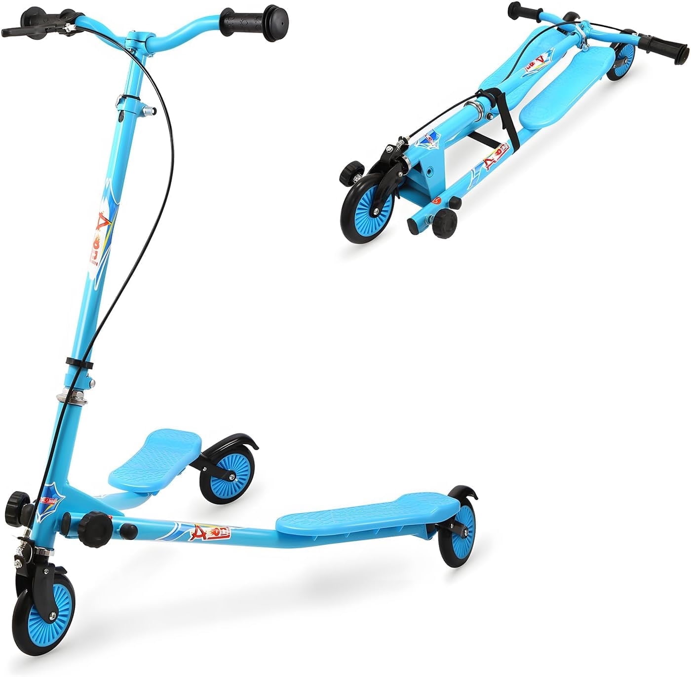 Kids Swing Scooter, 3 Wheels Drifting Scooter/Wiggle Scooters with Adjustable Height & Foldable for Boys/Girl/Ages 5-12 Years