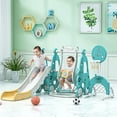thumbnail image 1 of Kids Swing Slide Set Freestanding Climber Slide Playset Structure with Basketball Hoop Indoor Outdoor Playground for Boys Girls Green, 1 of 6