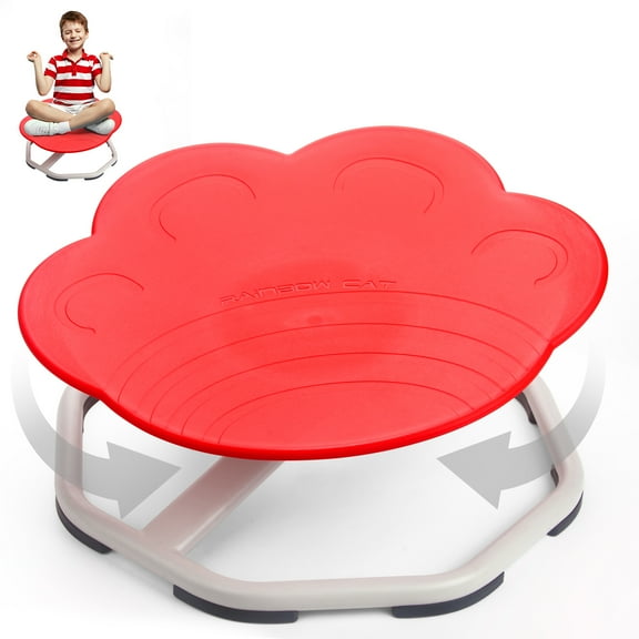 Kids Swivel Chair 20.5 x 18, Red Sensory Spinning Chair for Body Balance and Physical Therapy, Autism Swivel Chair, Carousel Spin Toy for Toddlers