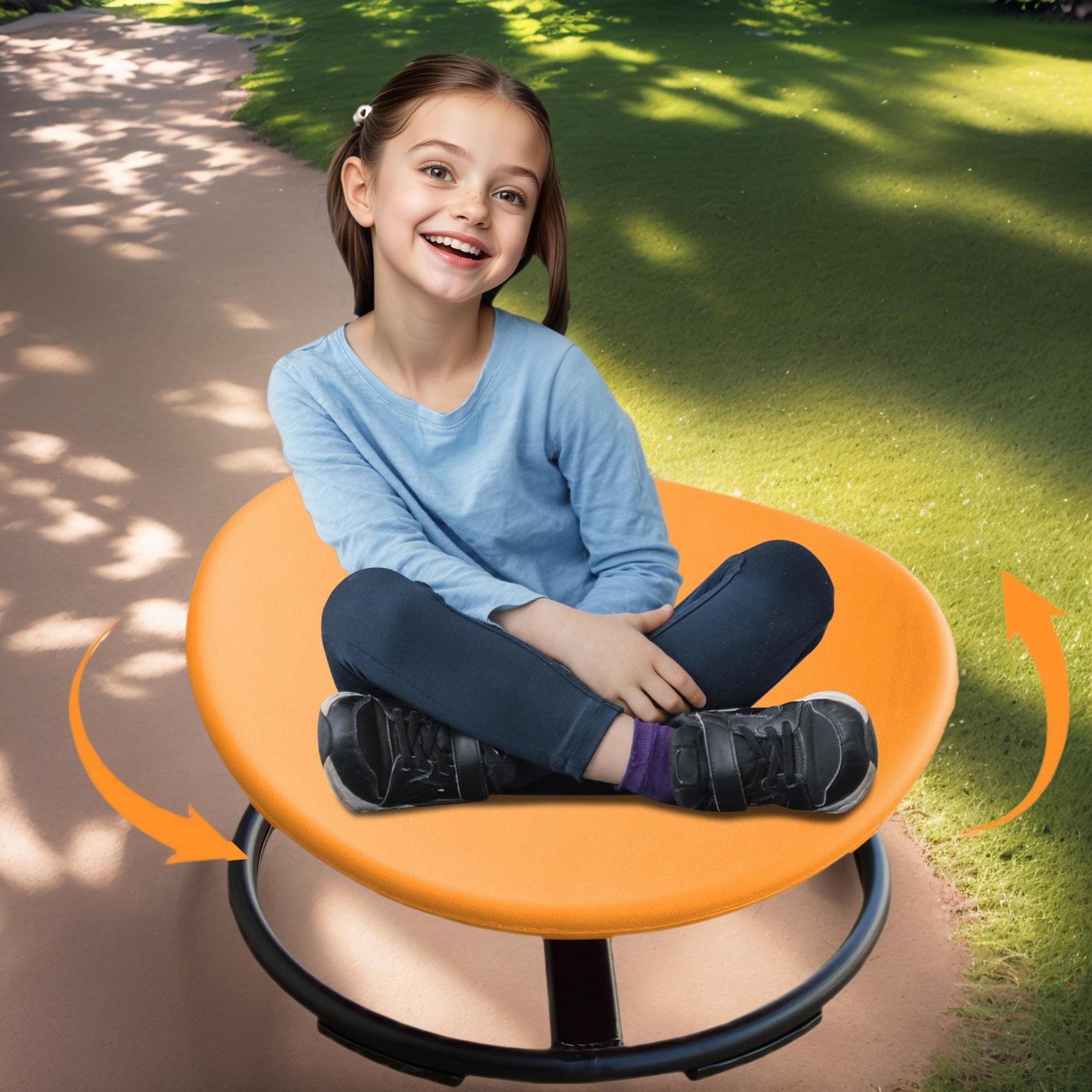 Kids Swivel Chair, Sensory Spinning Chair, Sensory Toys For Children With ADHD, Training Body Coordination, for Focus & Balance, Supports up to 220 lbs, Orange