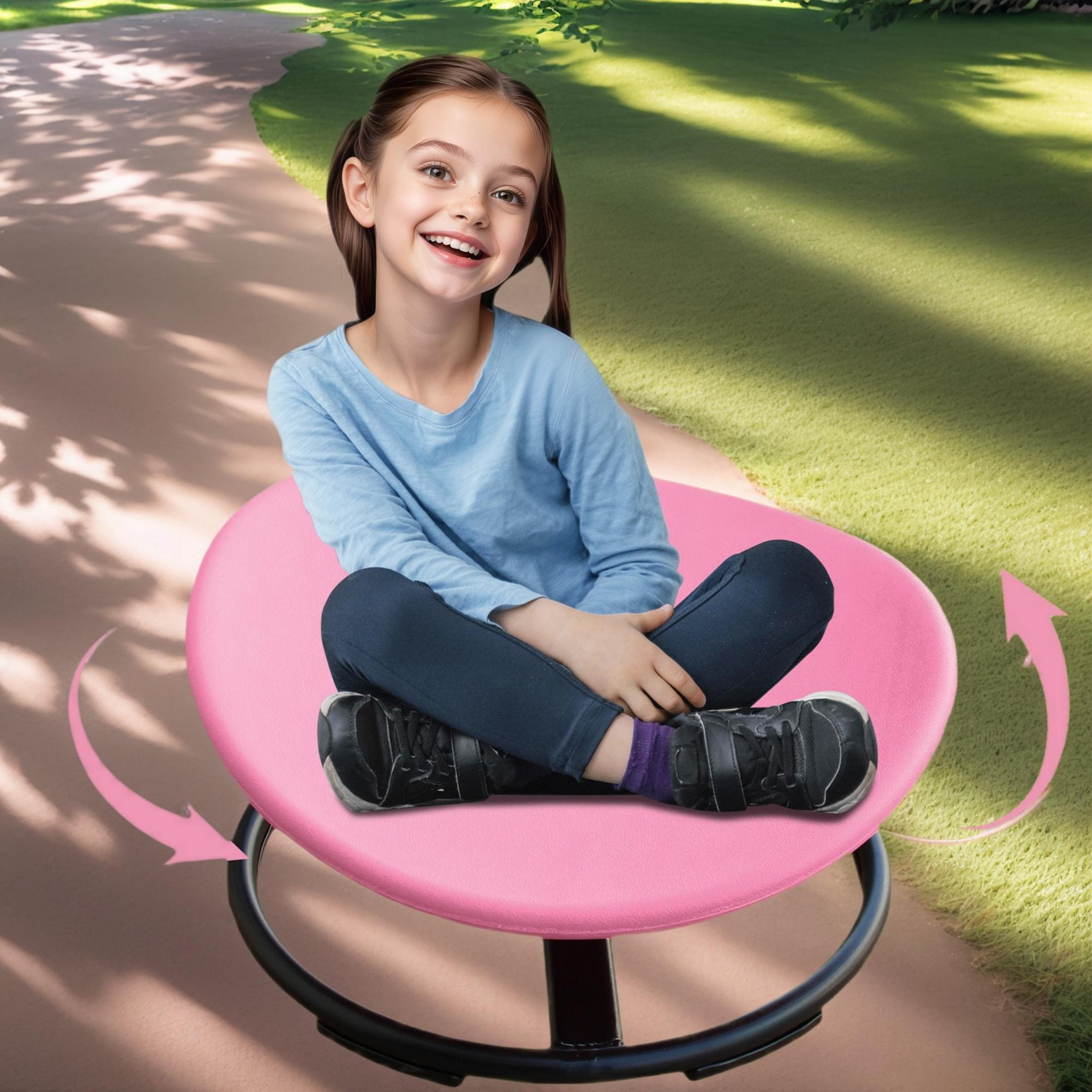 Kids Sensory Spinning and Body Coordination Supports up to 220 lbs and for ADHD, Pink