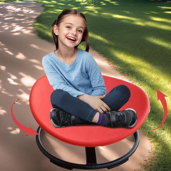 Kids Swivel Chair, Sensory Spinning Chair, Sensory Toys For Children With ADHD, Training Body Coordination, for Focus & Balance, Supports up to 220 lbs, Red