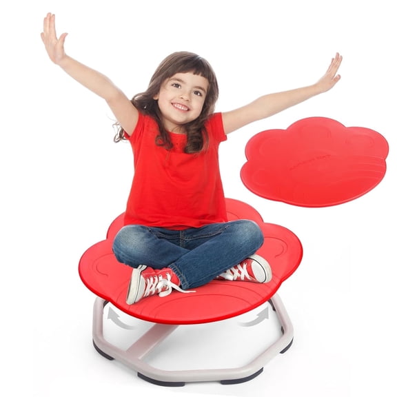 iHomeGarden Sensory Spinning Chair for Kids, 360 Sit and Spin Sensory Seat for Autism & ADHD Sensory Play, 220 lb, Red