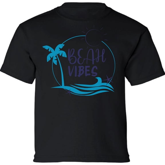 Kids T-Shirt Beach Vibes Graphic Tee - XS S M L XL Tees - Vacation Short Sleeve Youth Tshirt Boys Girls