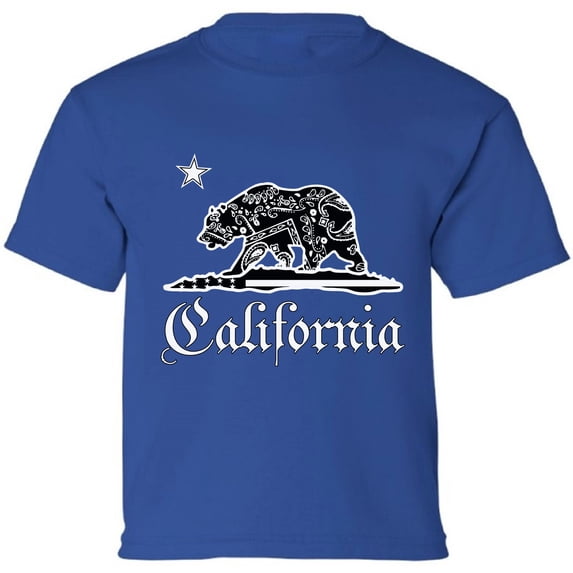Kids T-Shirt California Bandana Bear Graphic Tee - XS S M L XL Tees - American State California Short Sleeve Youth Cali Tshirt Boys Girls