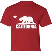 Kids T-Shirt California Bear White Graphic Tee - XS S M L XL Tees - American State California Short Sleeve Youth Cali Tshirt Boys Girls