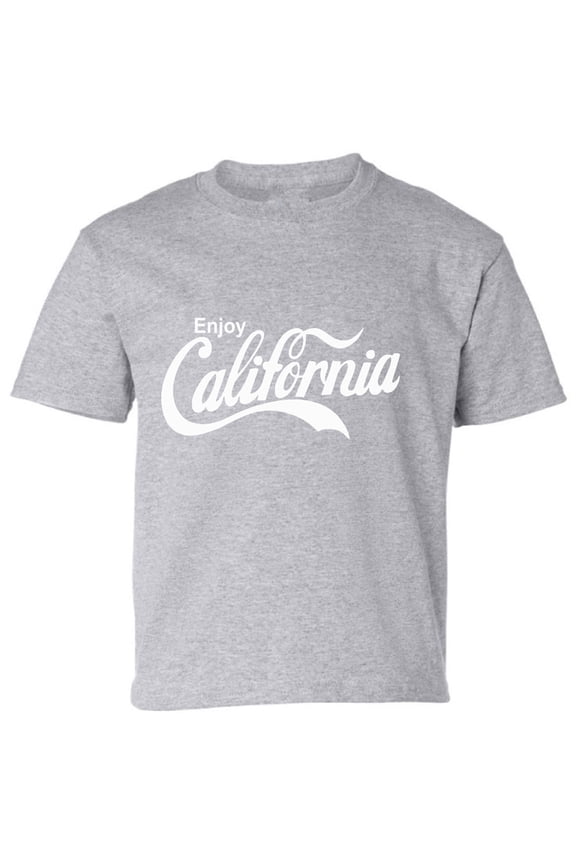 Kids T-Shirt California Enjoy White Graphic Tee - XS S M L XL Tees - American State California Short Sleeve Youth Cali Tshirt Boys Girls