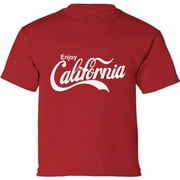 DREAMTEES Kids T-Shirt California Enjoy White Graphic Tee - XS S M L XL Tees - American State California Short Sleeve Youth Cali Tshirt Boys Girls