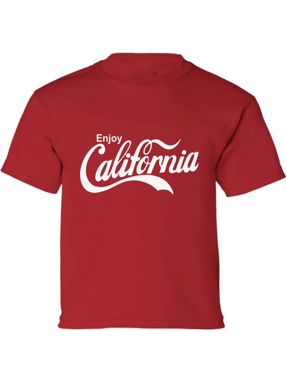 Kids T-Shirt California Enjoy White Graphic Tee - XS S M L XL Tees - American State California Short Sleeve Youth Cali Tshirt Boys Girls